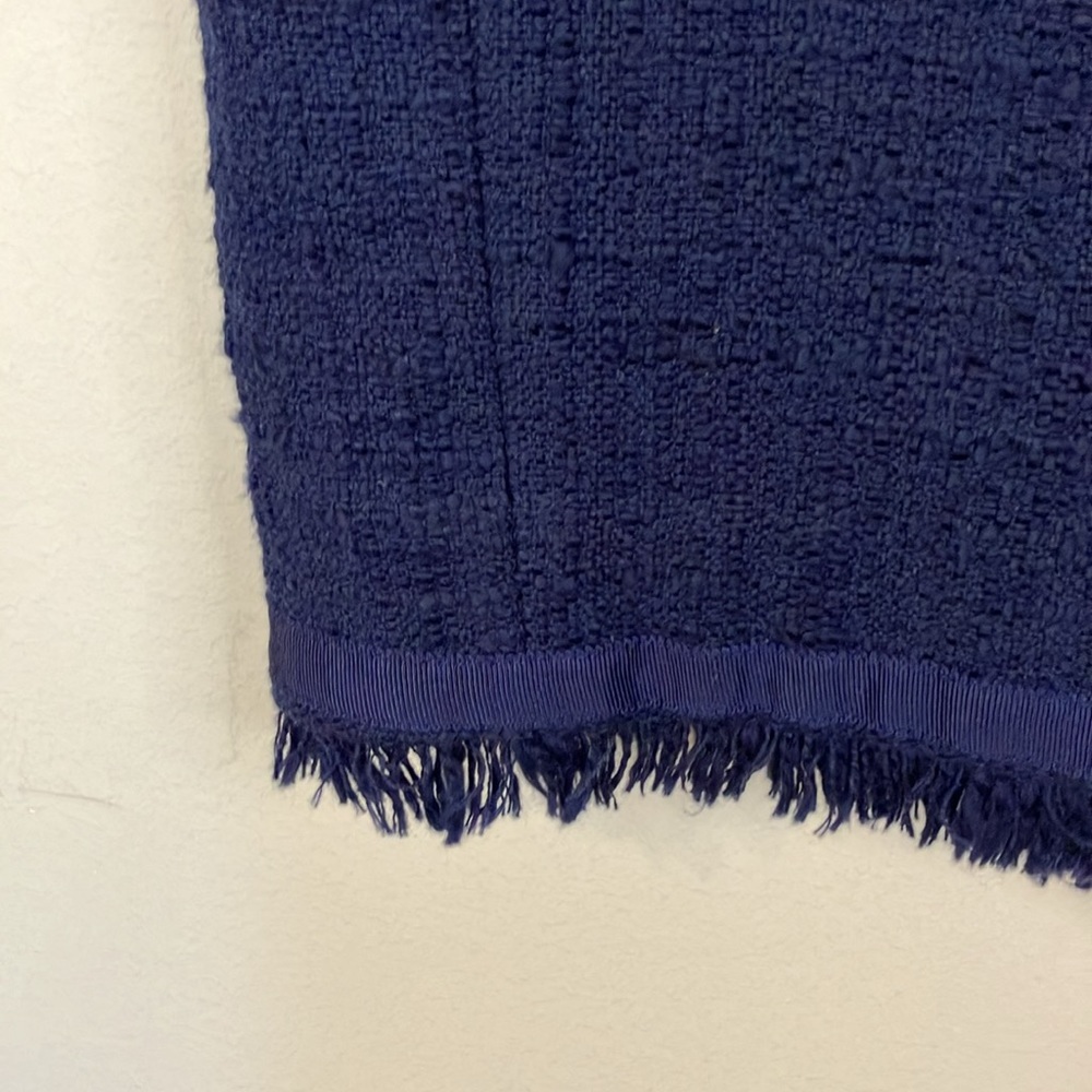 J Crew navy tweed fringe pencil skirt - Picture 3 of 8